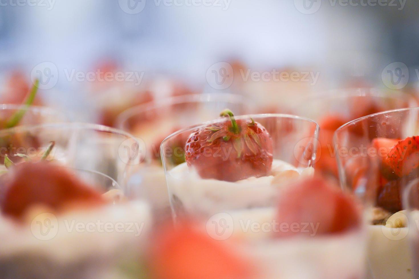 tasty vegan sweets arranged on the table for wedding reception photo