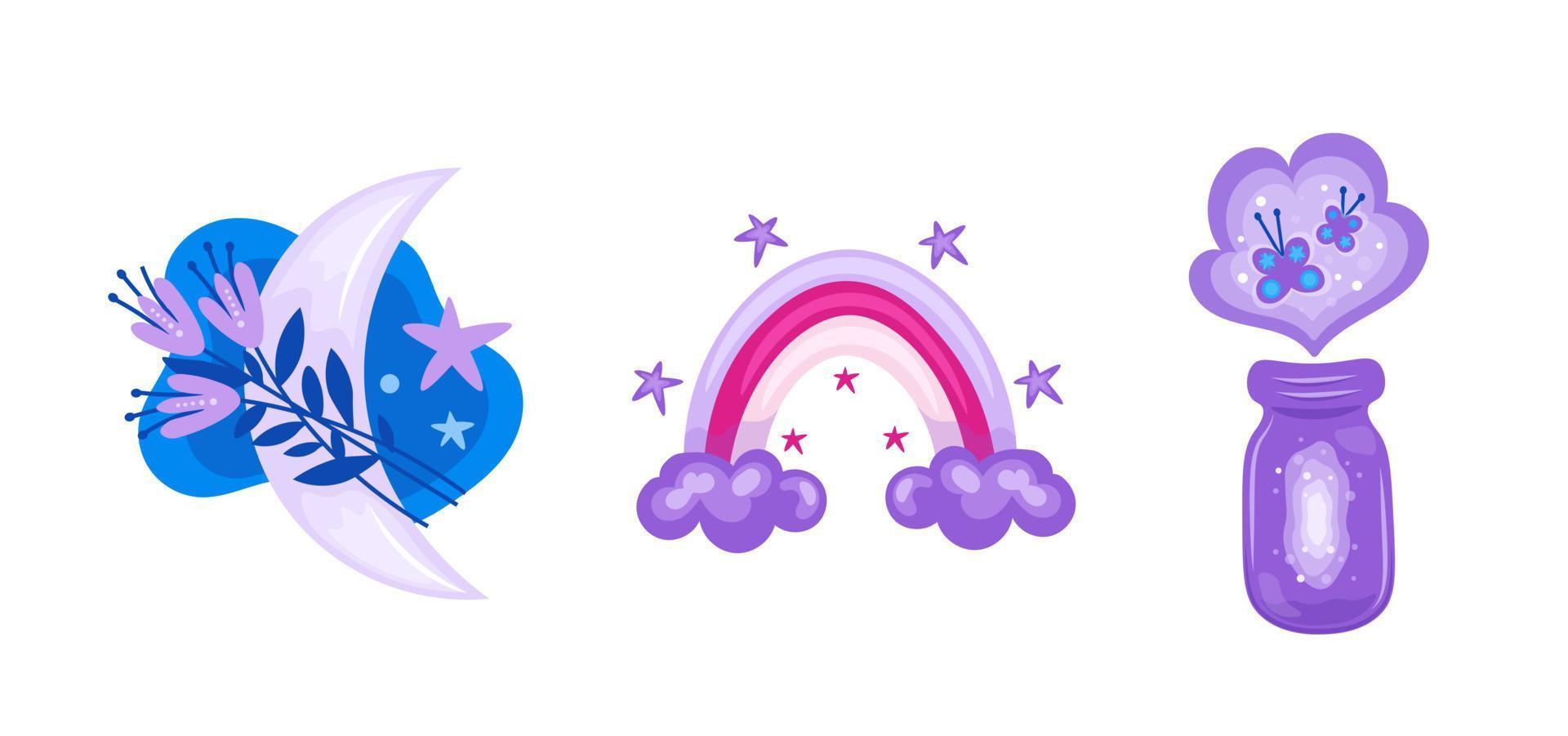 conjunto de elementos celestiales mágicos vector