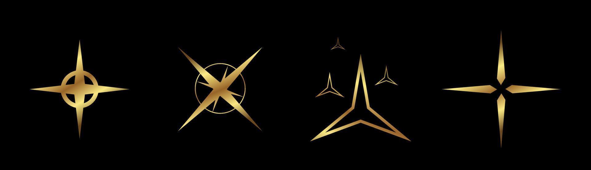 Set of gold stars icon, symbol vector design. and premium stars effect illustration. and golden Universe Infographics, star light icon solar symbol