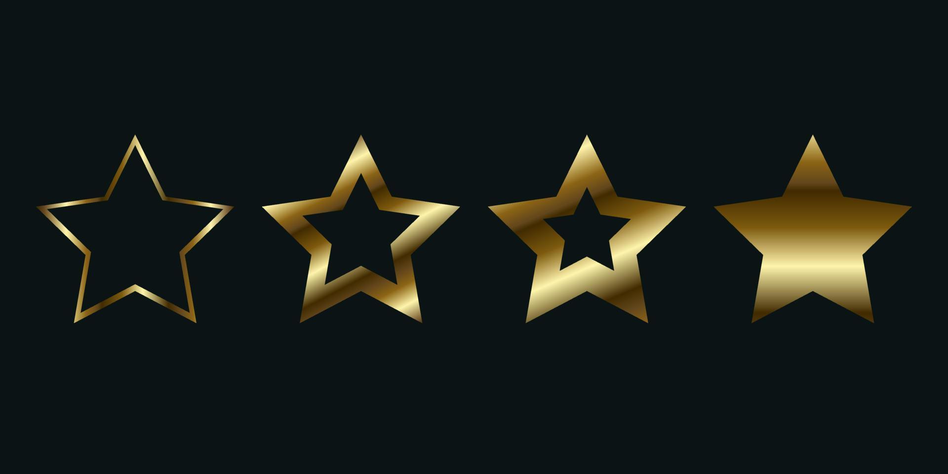 Group of gold luxury stars, Set of premium star shapes in different styles. vector