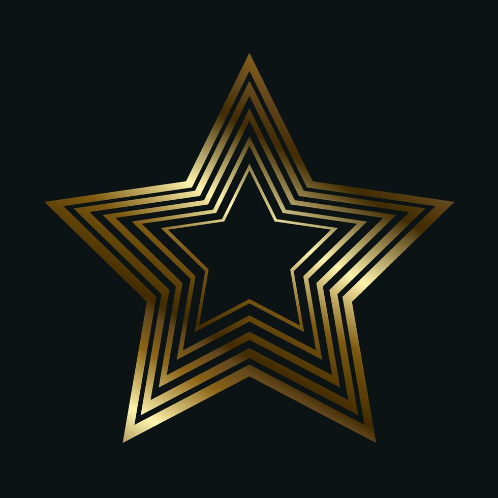 forma de estrella premium, icono de estrella dorada abstracta en el diseño de plantillas de fondo oscuro. vector