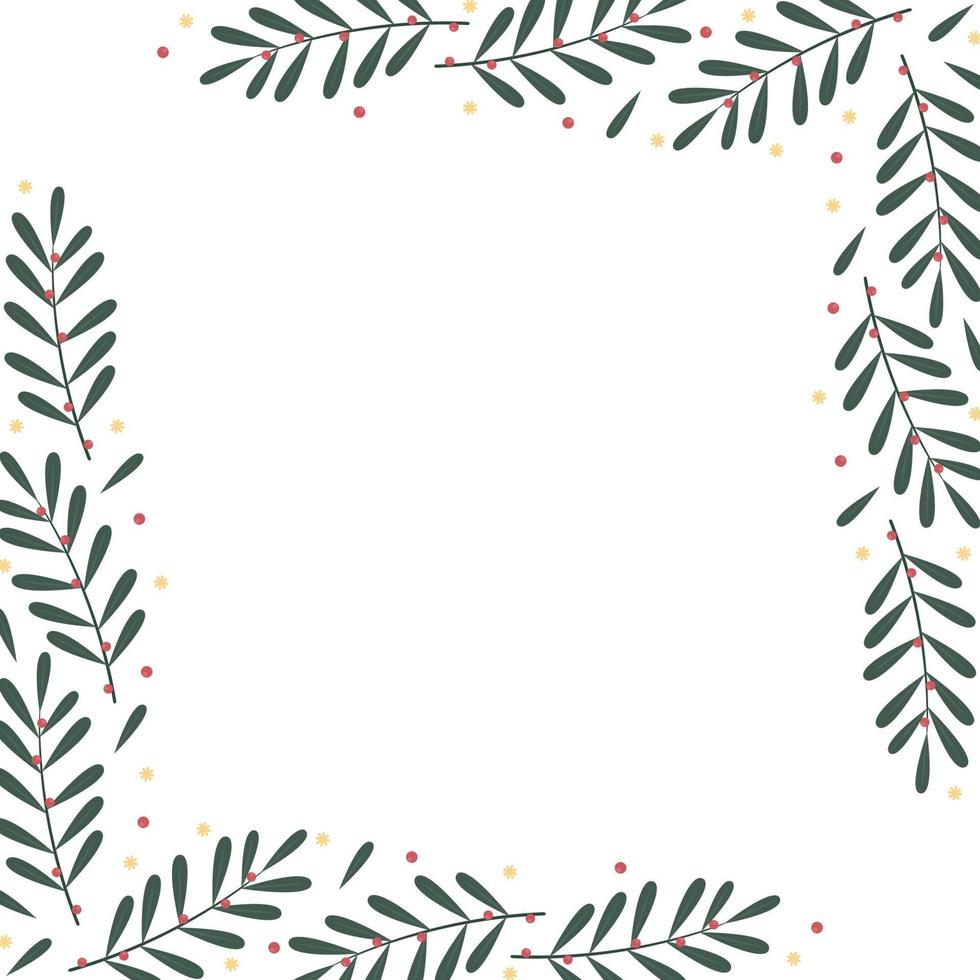 Merry Christma frame. Elegant Merry Christmas and New Year 2024 Cards with Pine Wreath, Mistletoe, Winter plants design illustration for greetings card. vector