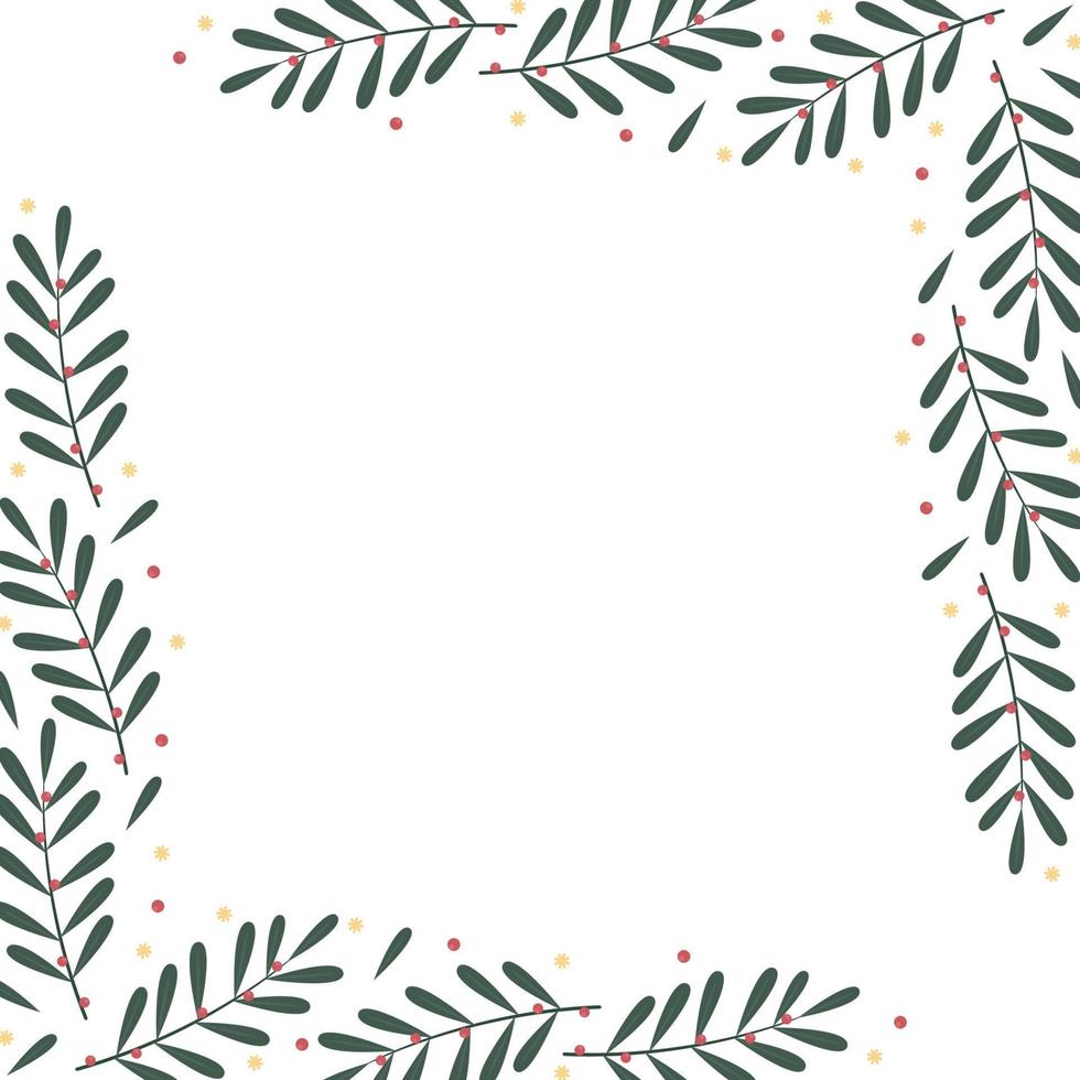 Merry Christma frame. Elegant Merry Christmas and New Year 2024 Cards with Pine Wreath, Mistletoe, Winter plants design illustration for greetings card. vector