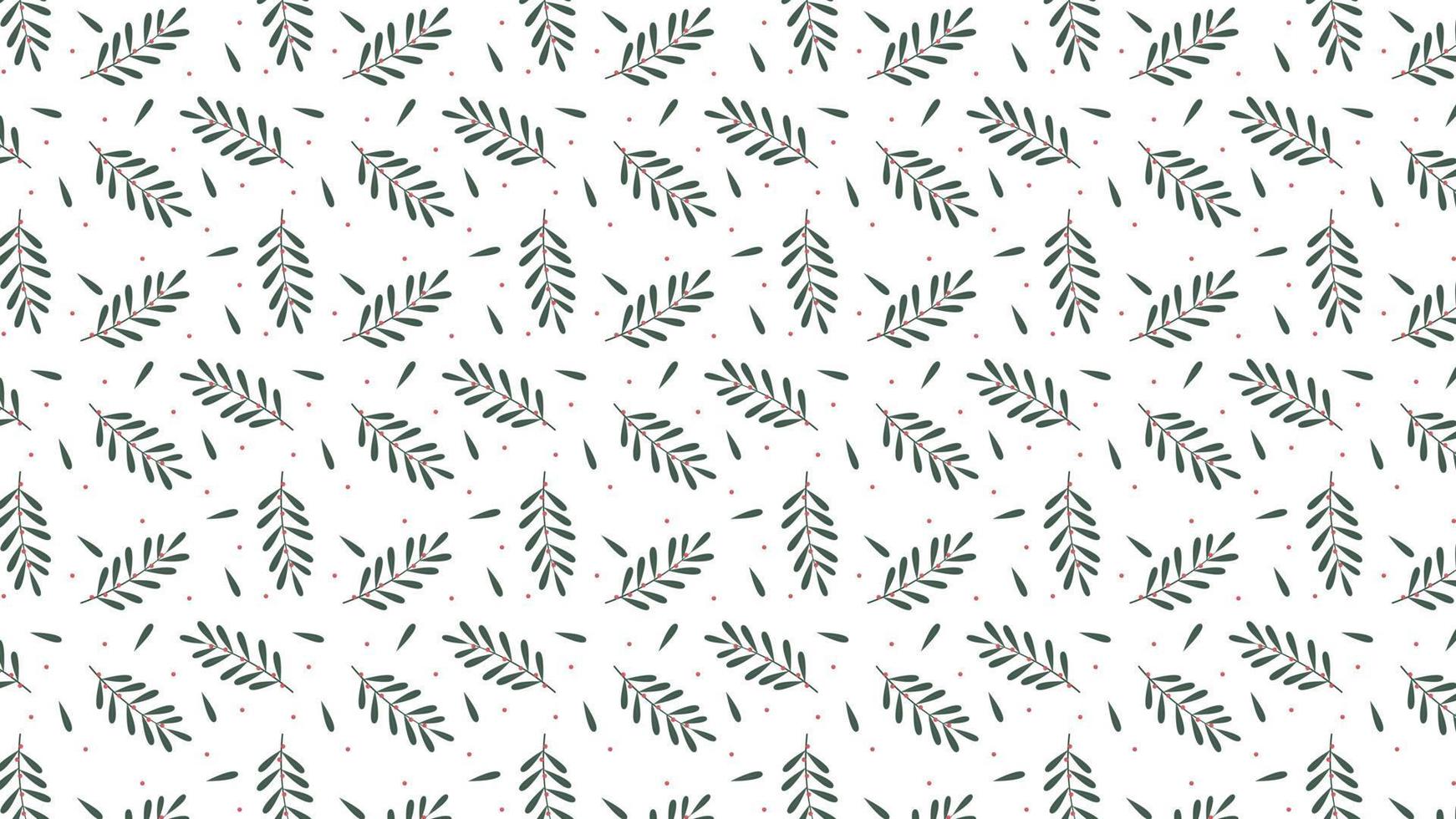 Christmas holly berry leaves pattern. Cute holly isolated on white background. Vector illustration.