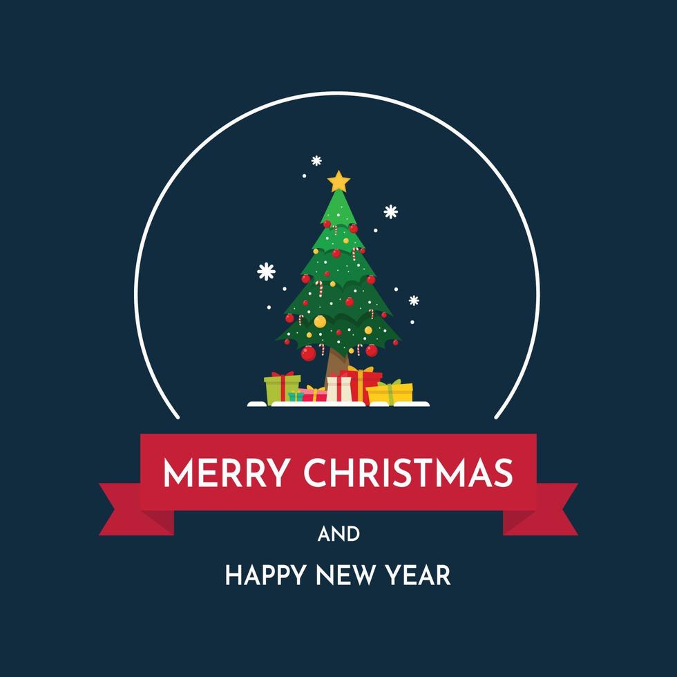 postal de feliz navidad. vector de árbol de navidad. cartel de feliz navidad y feliz año nuevo.