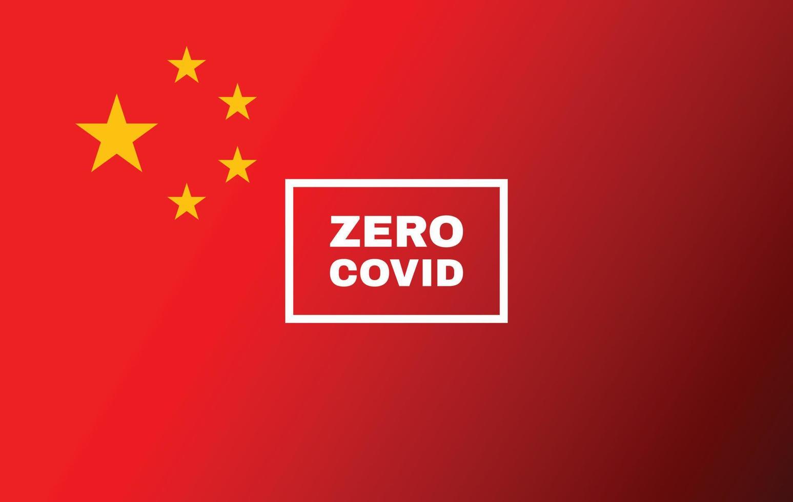 zero covid text on background of china flag. China zero COVID policy concept. Vector illustration