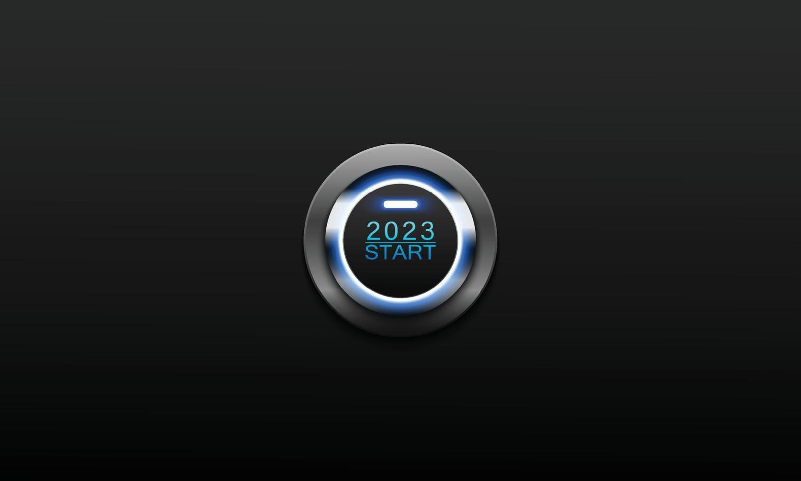 Blue illuminated start button year 2023 vector