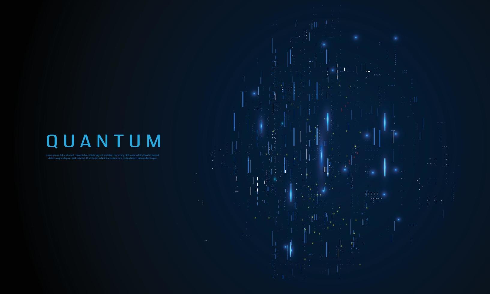 Quantum innovation technology. Artificial intelligence. Digital big data visualization. Quantum computer tech background. Vector illustration