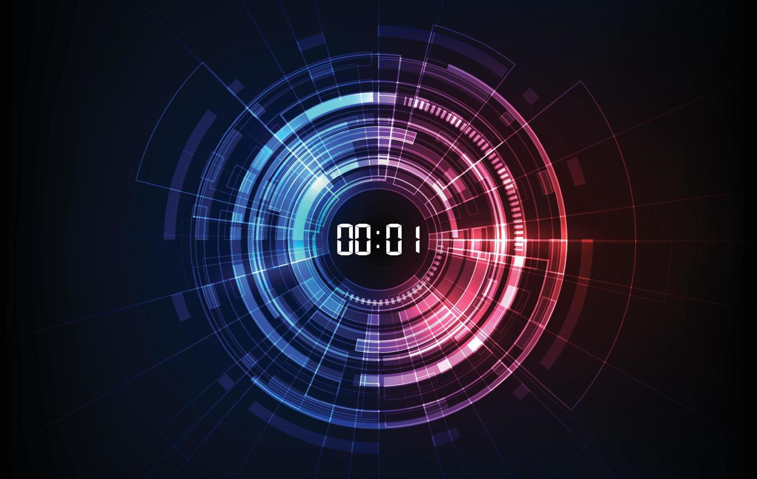 Abstract Futuristic Technology Background with Digital number timer concept and countdown, vector transparent