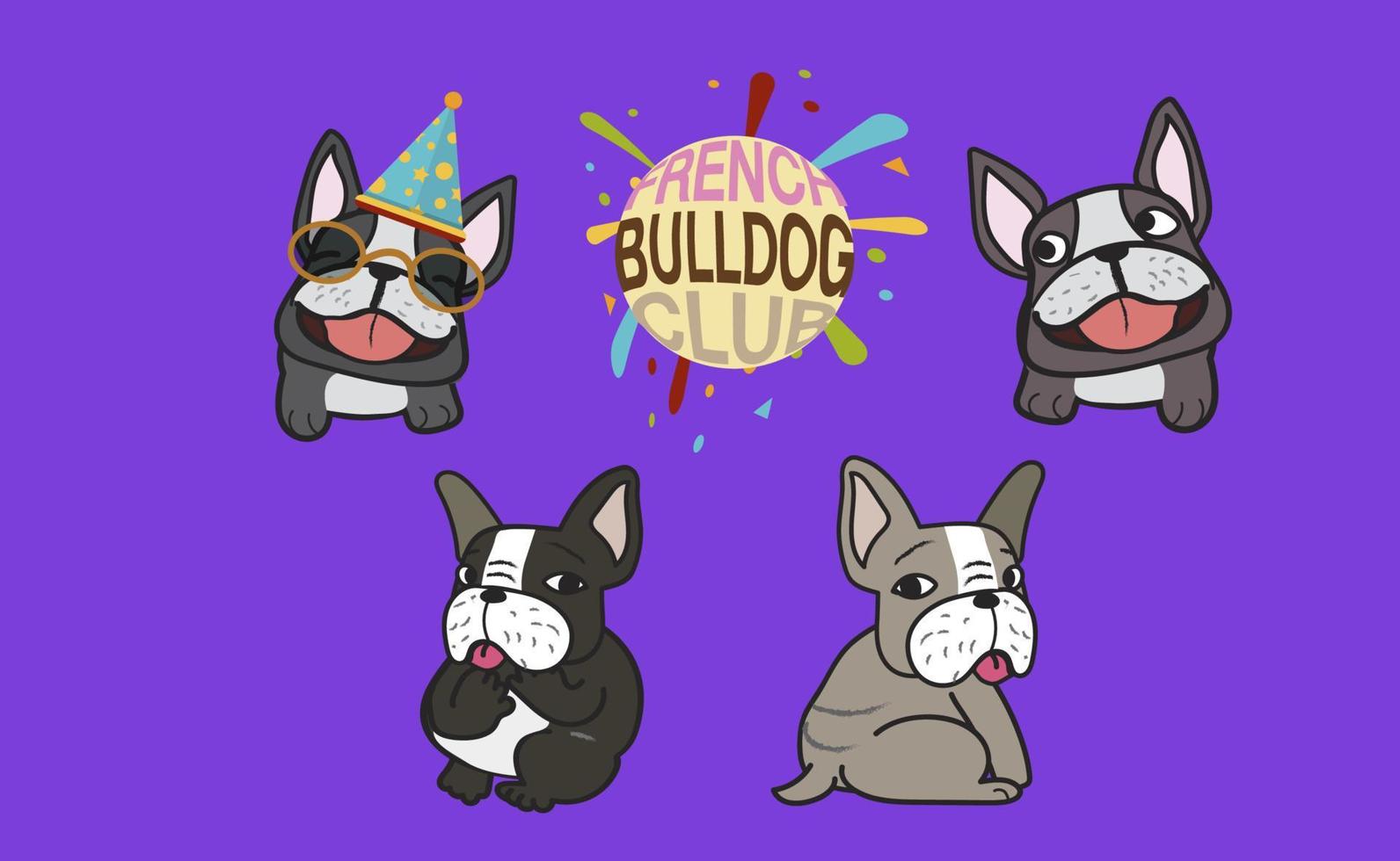 conjunto de lindo bulldog francés vector