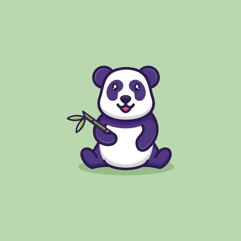 Cute Panda Bamboo Logo vector