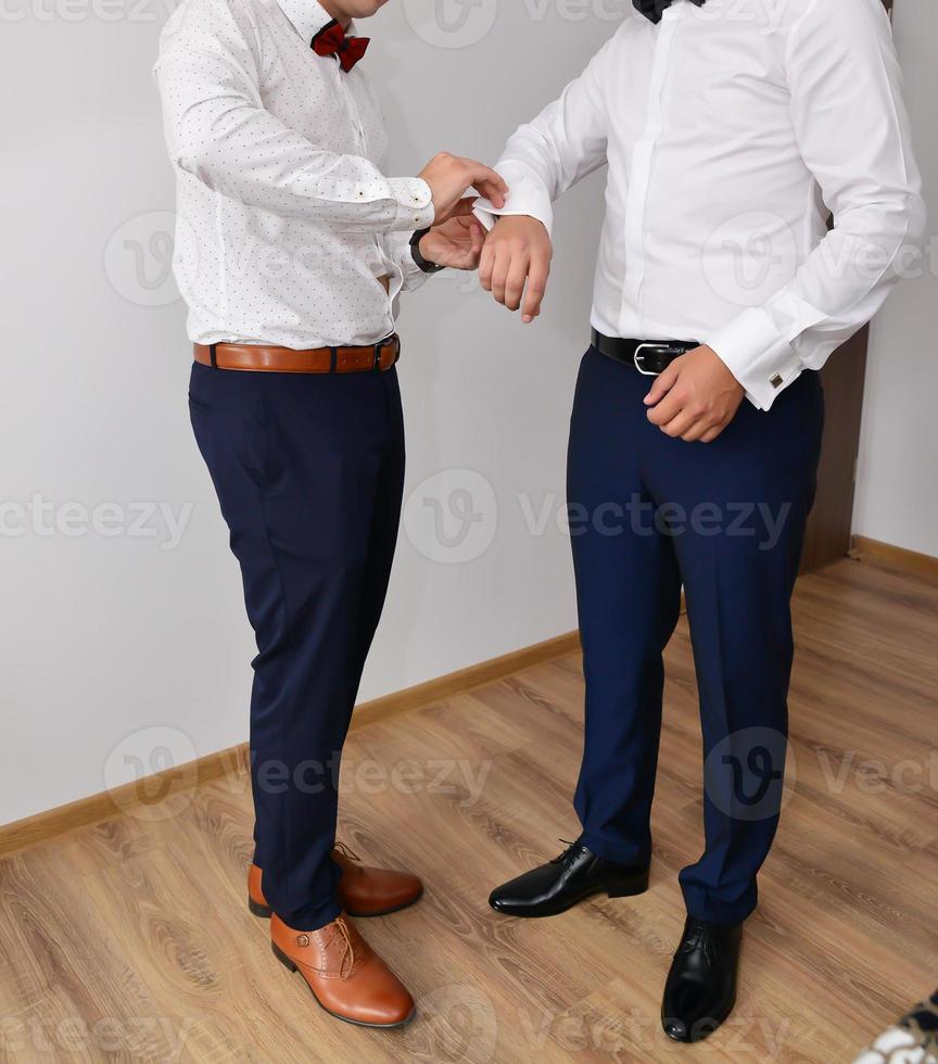 Wedding ceremony. Groom preparations details photo