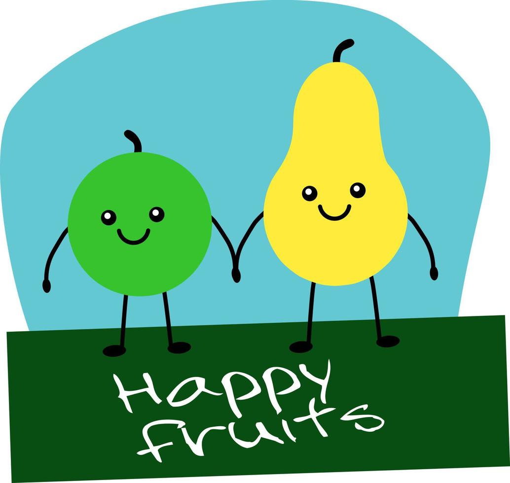 happy fruits, apple and pear, vector. 18850626 Vector Art at Vecteezy