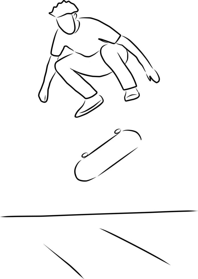 Skater with skateboard, sketch, vector. vector