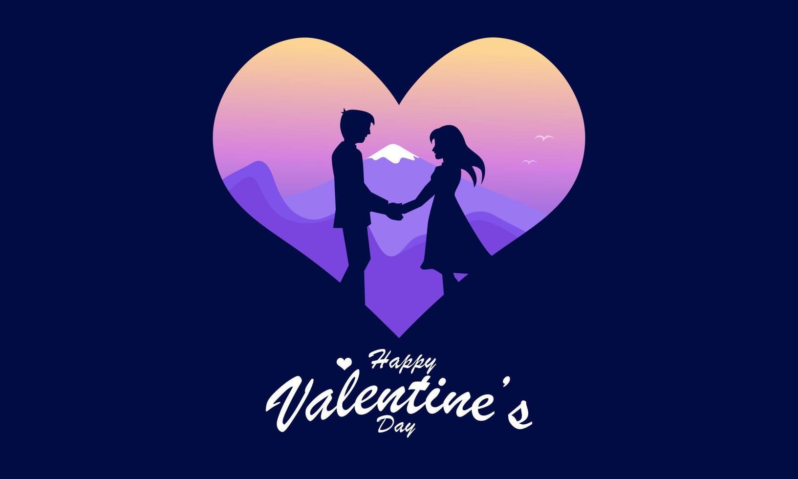 Valentine's day background with romantic couple in love. Vector illustration