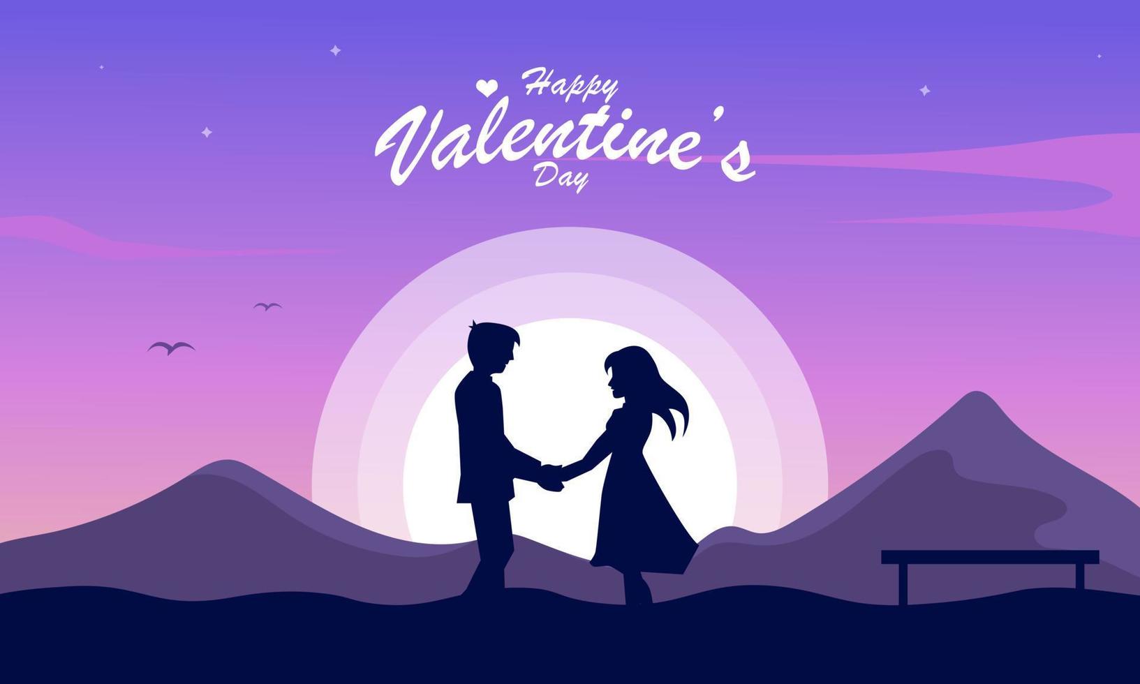 Valentine's day background with romantic couple in love. Vector illustration