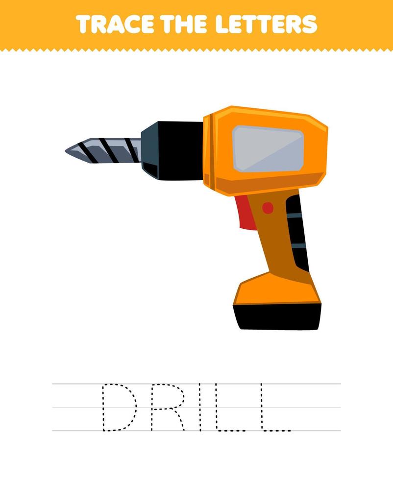 Education game for children trace the letter of cute cartoon drill printable tool worksheet vector