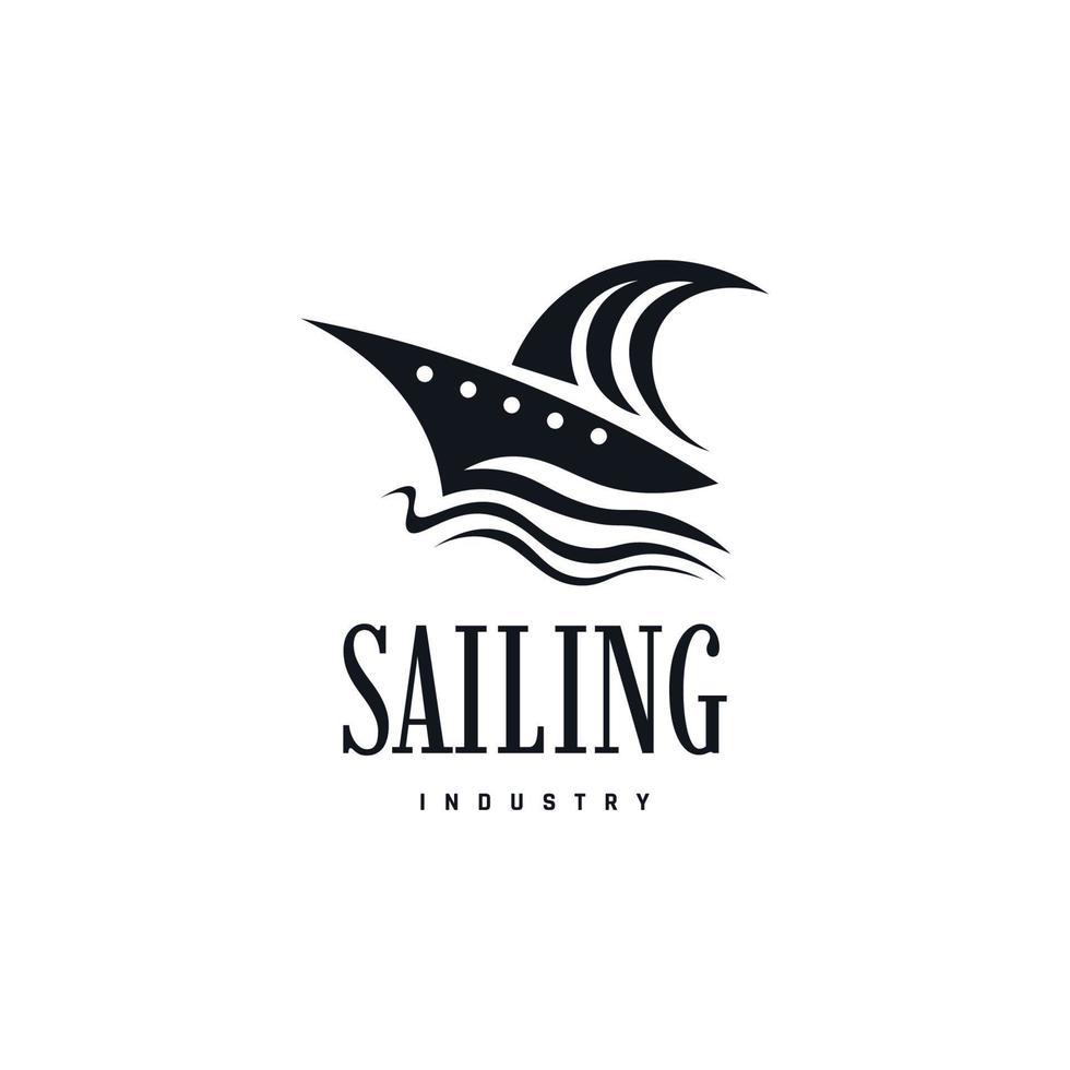 Simple Sailboat Logo Design with Wave Element vector