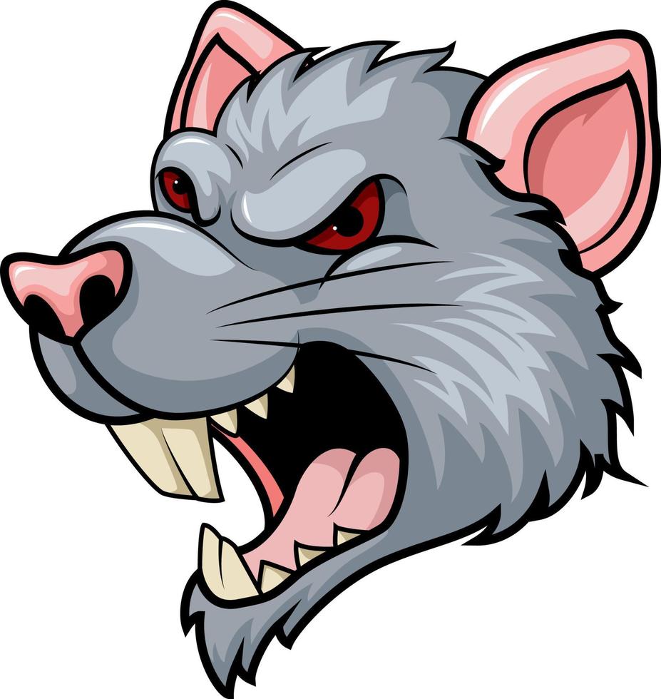 Angry rat head cartoon expression vector