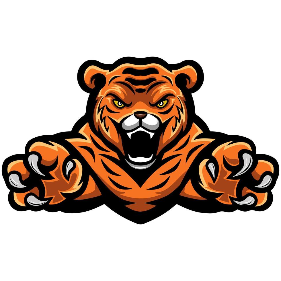 Angry leaping tiger mascot character vector