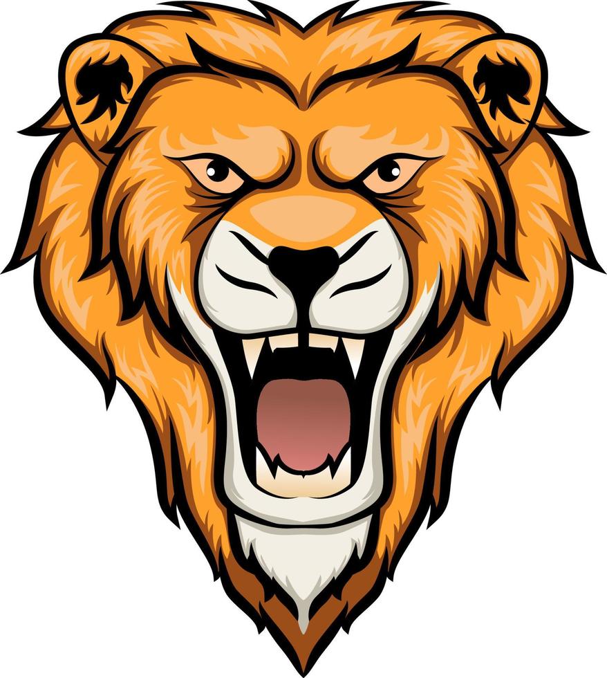 Angry lion head mascot character vector