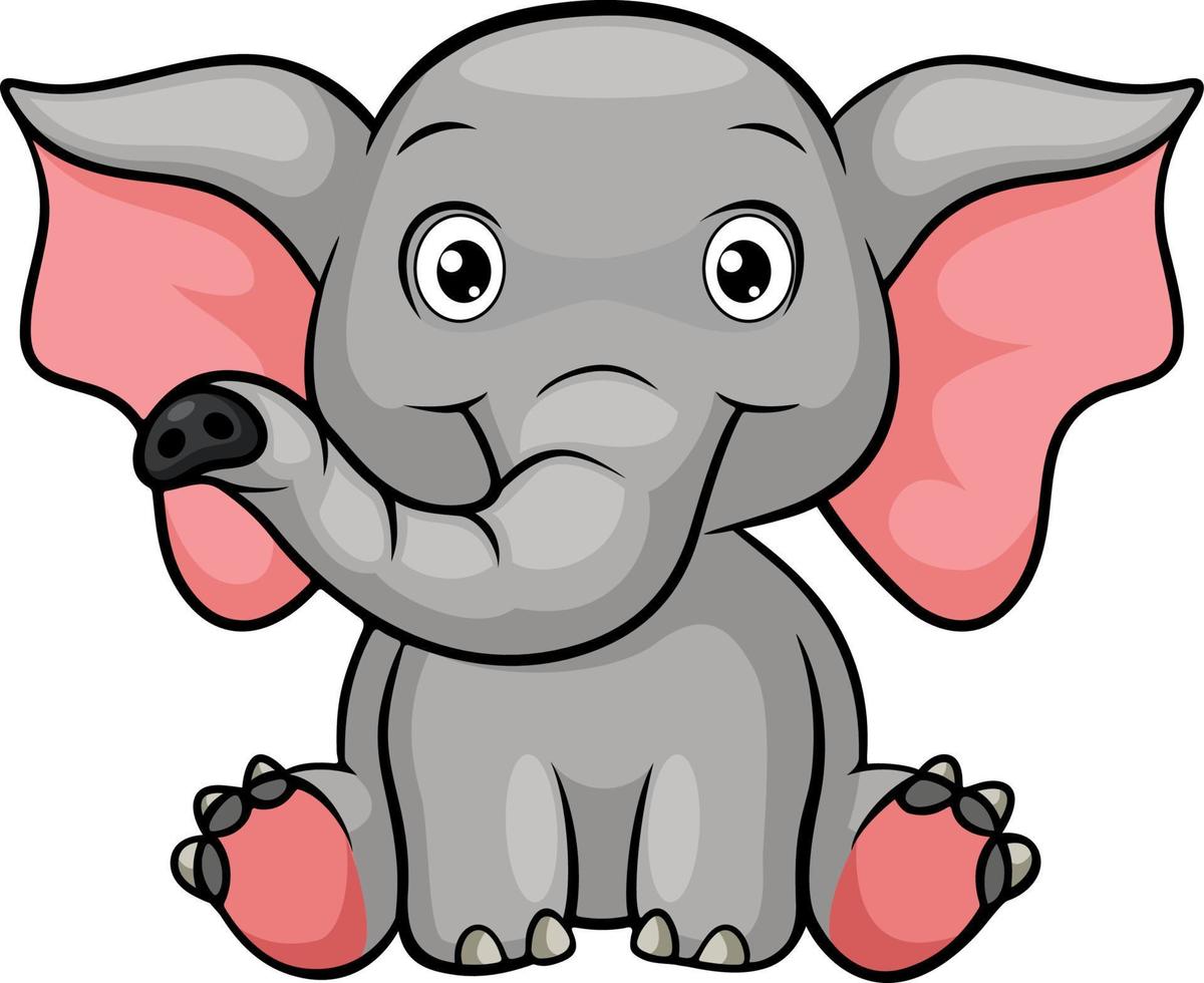 elefante bebé de dibujos animados sobre fondo blanco vector