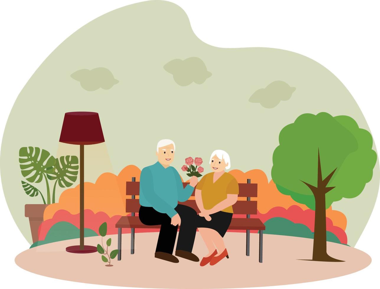 pareja de ancianos celebrando la ilustración del día de san valentín vector