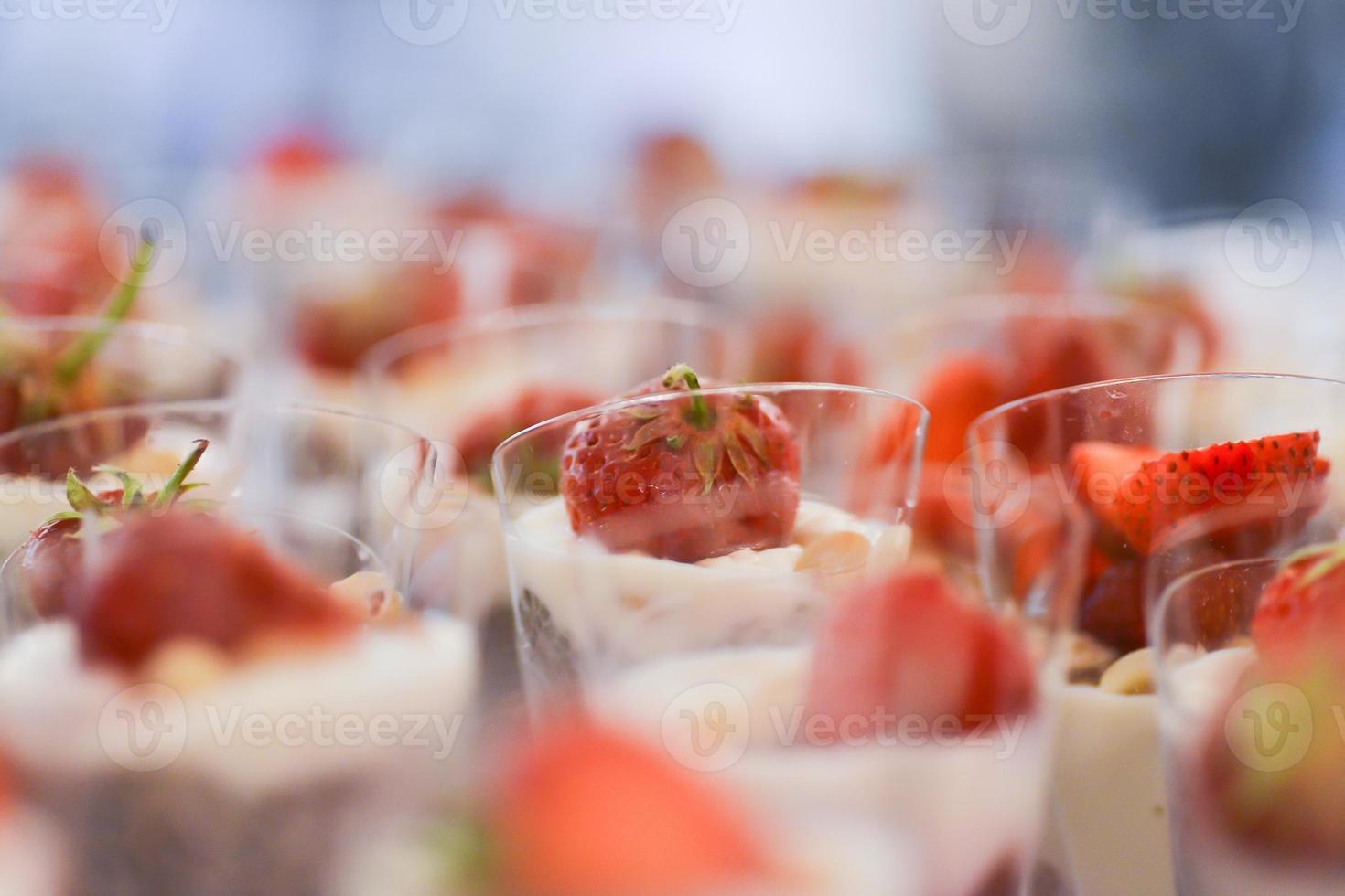 tasty vegan sweets arranged on the table for wedding reception photo