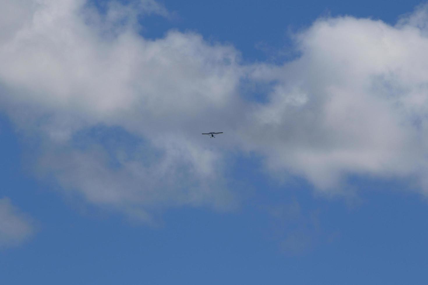 Clear blue sky and white clouds photo
