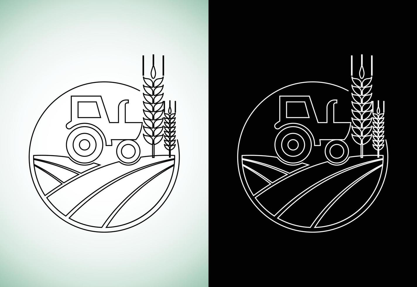 Tractor or farm line art style logo design, suitable for any business related to agriculture industries. vector