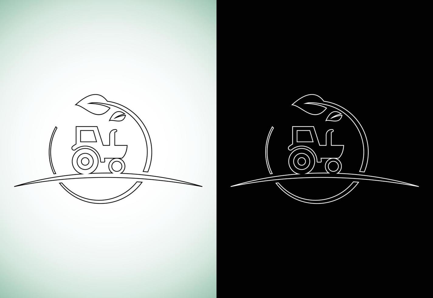 diseño de logotipo de estilo de arte de línea de tractor o granja, adecuado para cualquier negocio relacionado con las industrias agrícolas. vector