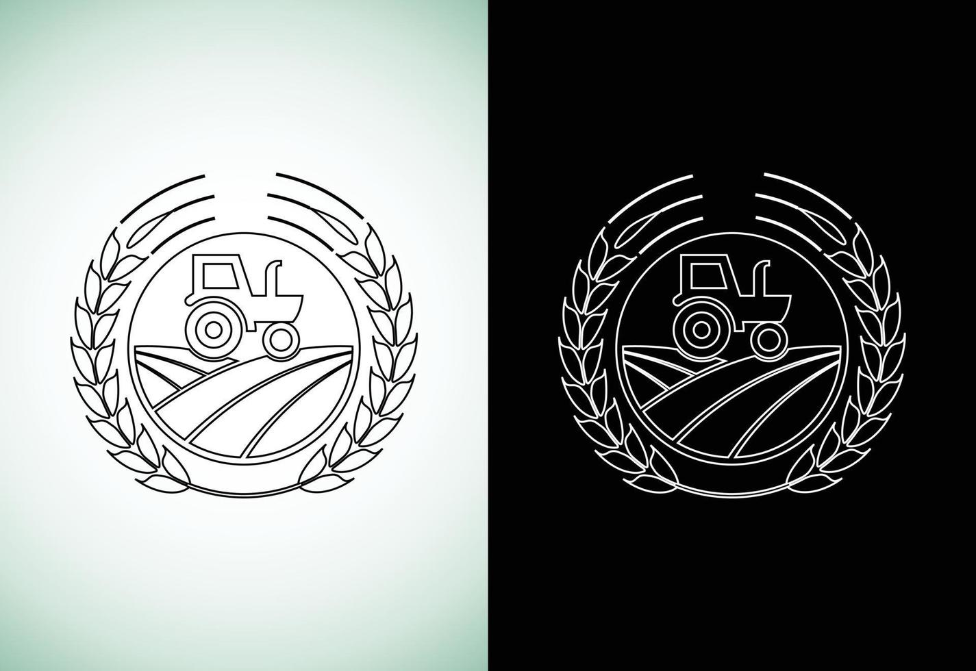 Tractor or farm line art style logo design, suitable for any business related to agriculture industries. vector