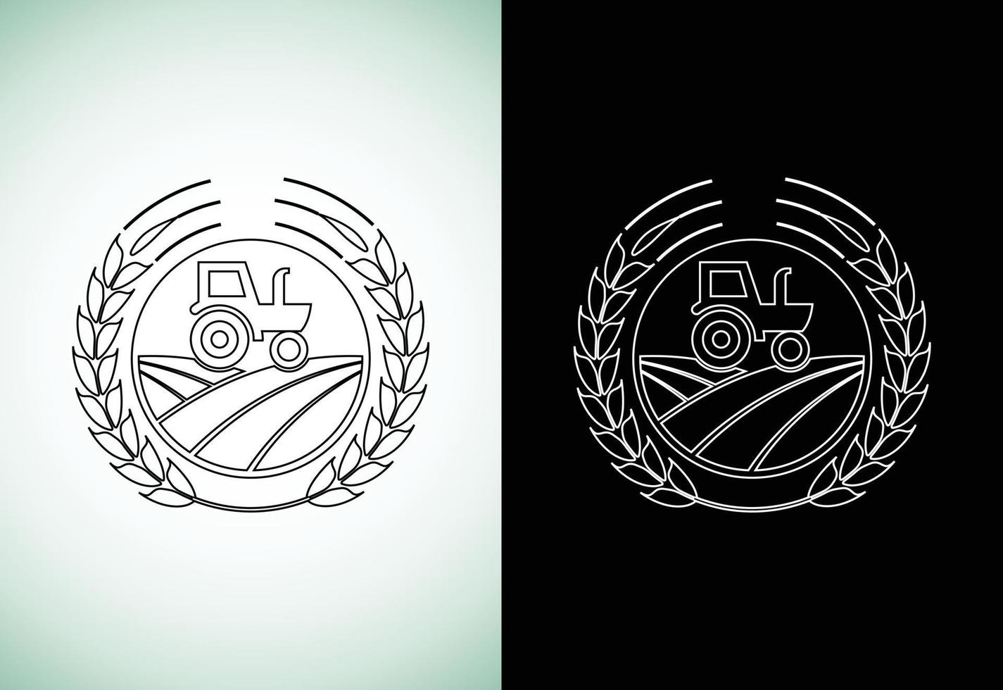 diseño de logotipo de estilo de arte de línea de tractor o granja, adecuado para cualquier negocio relacionado con las industrias agrícolas. vector