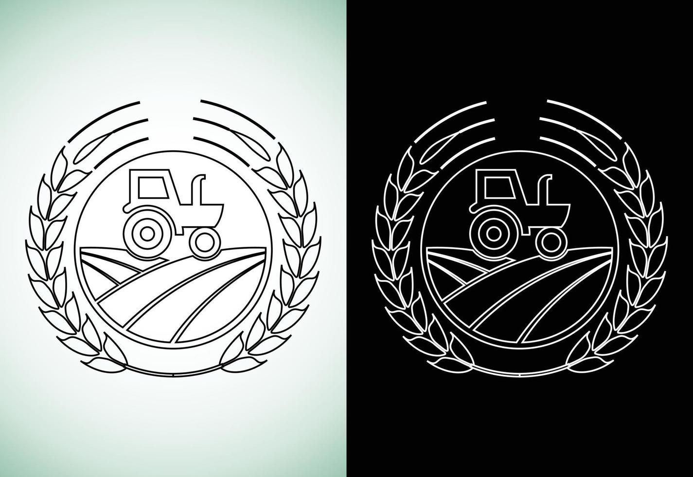 Tractor or farm line art style logo design, suitable for any business related to agriculture industries. vector