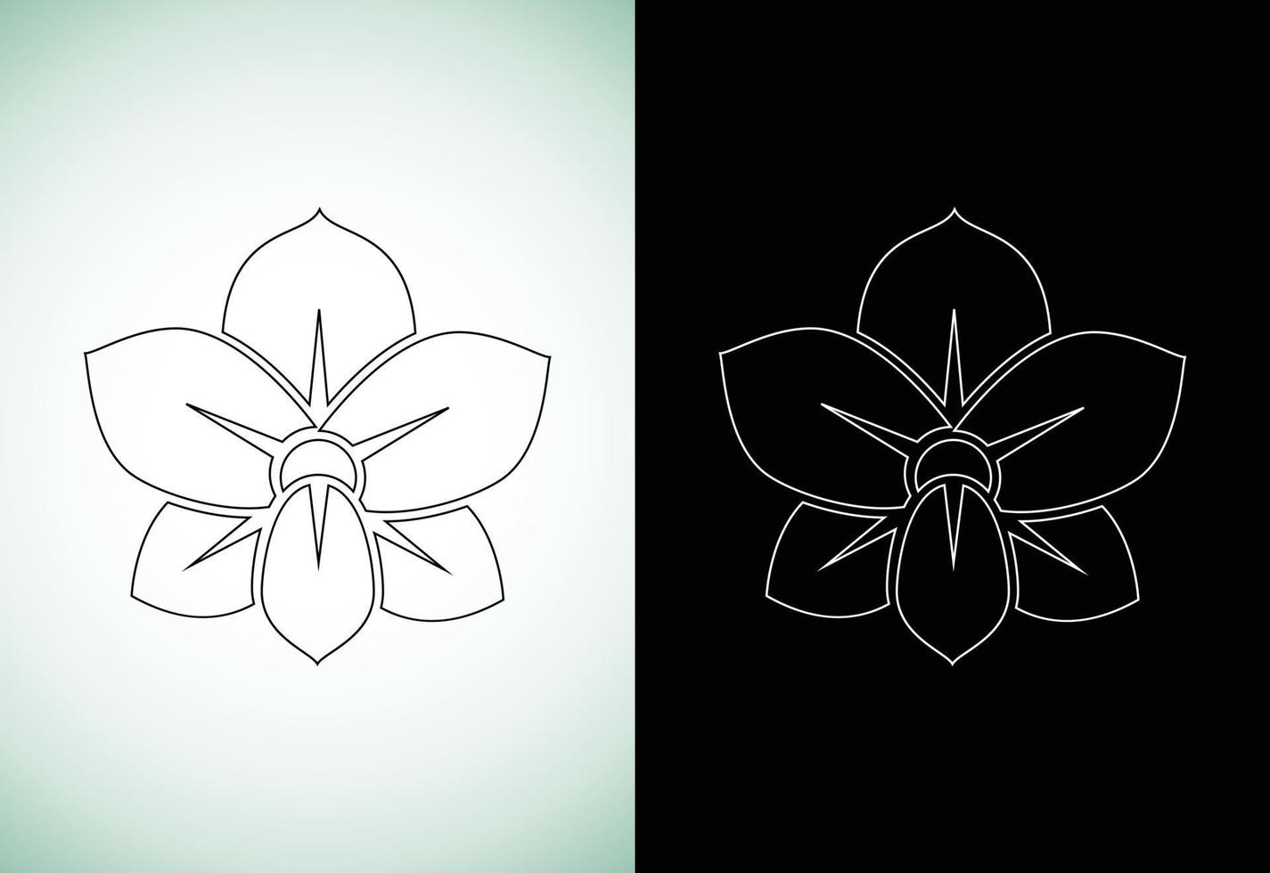 Orchid flower line art style logo design template vector illustration