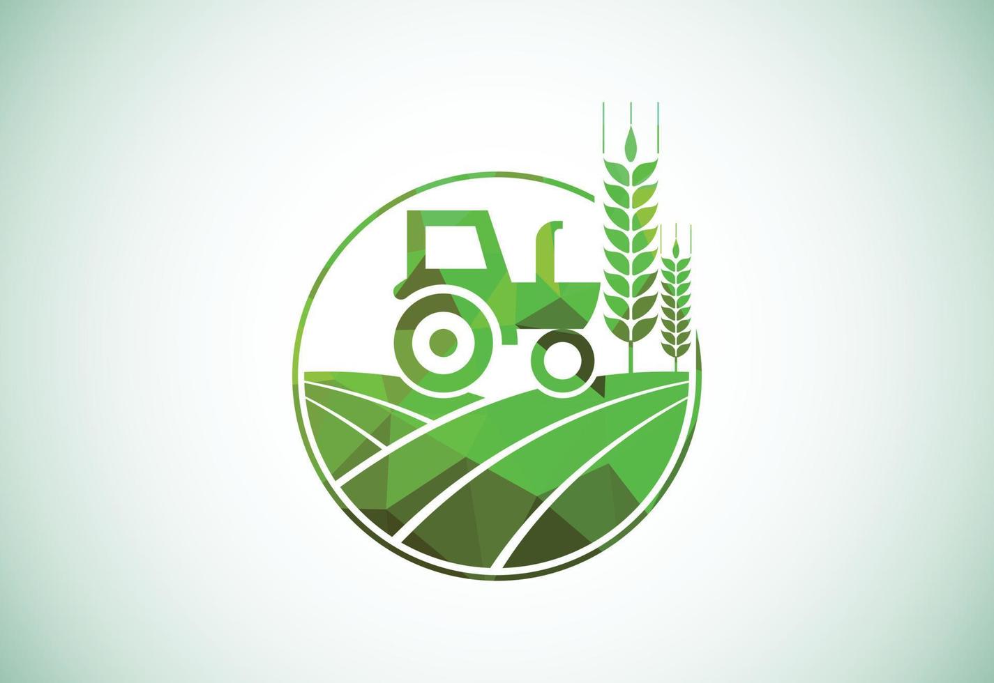 Tractor or farm low poly style logo design, suitable for any business related to agriculture industries. vector