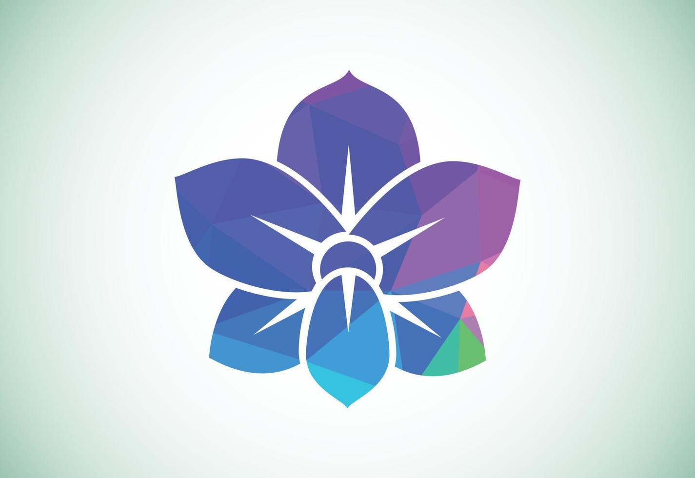 Ilustración de vector de plantilla de diseño de logotipo de baja poli de flor de orquídea