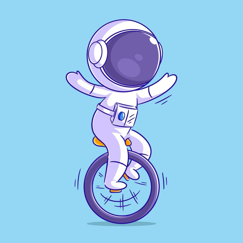 Astronaut is playing on a unicycle vector