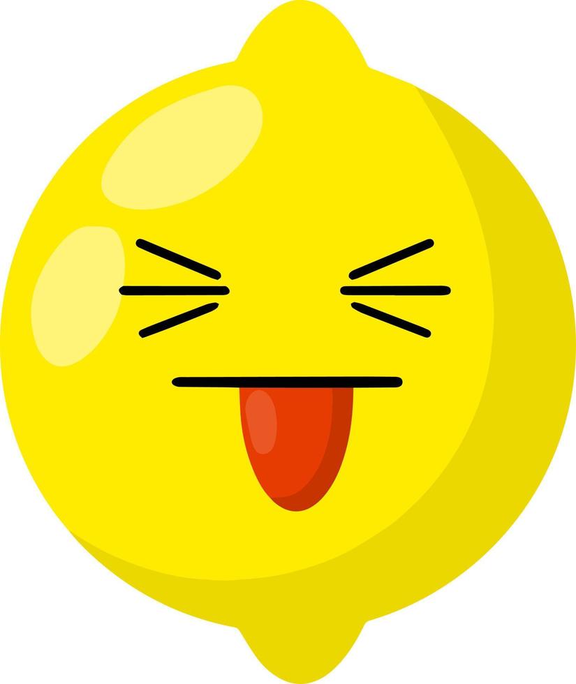 Mascot and emotions. Funny and cute yellow element. Cartoon flat illustration. Lemon with face. Eyes, mouth on sour fruit. vector