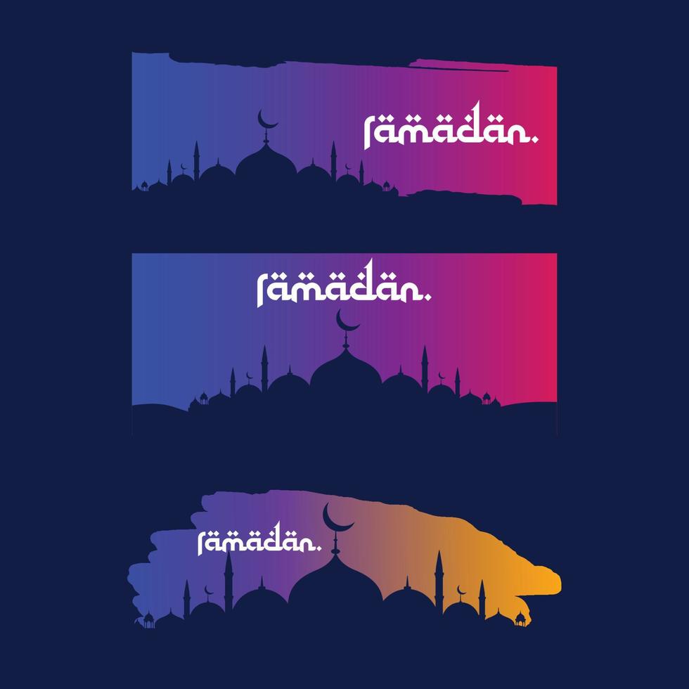 ramadan kareem greeting cards. muslim background. mosque and moon vector