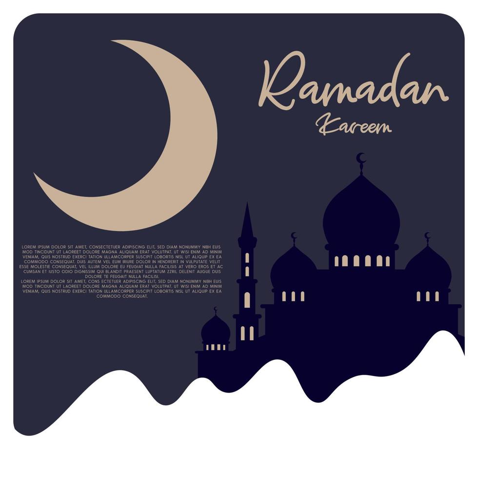 tarjetas de felicitación de ramadán kareem. fondo musulmán. mezquita y luna vector