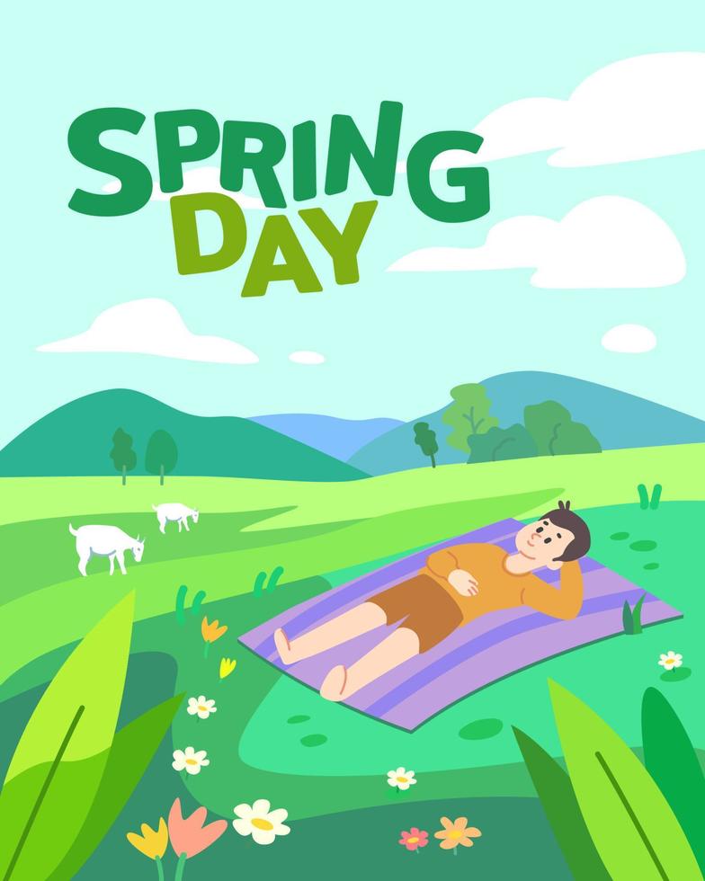 Spring day illustration landscape vector