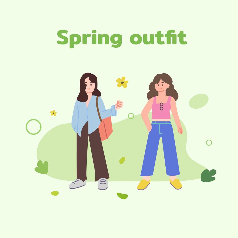 Spring outfit Fashion women character vector