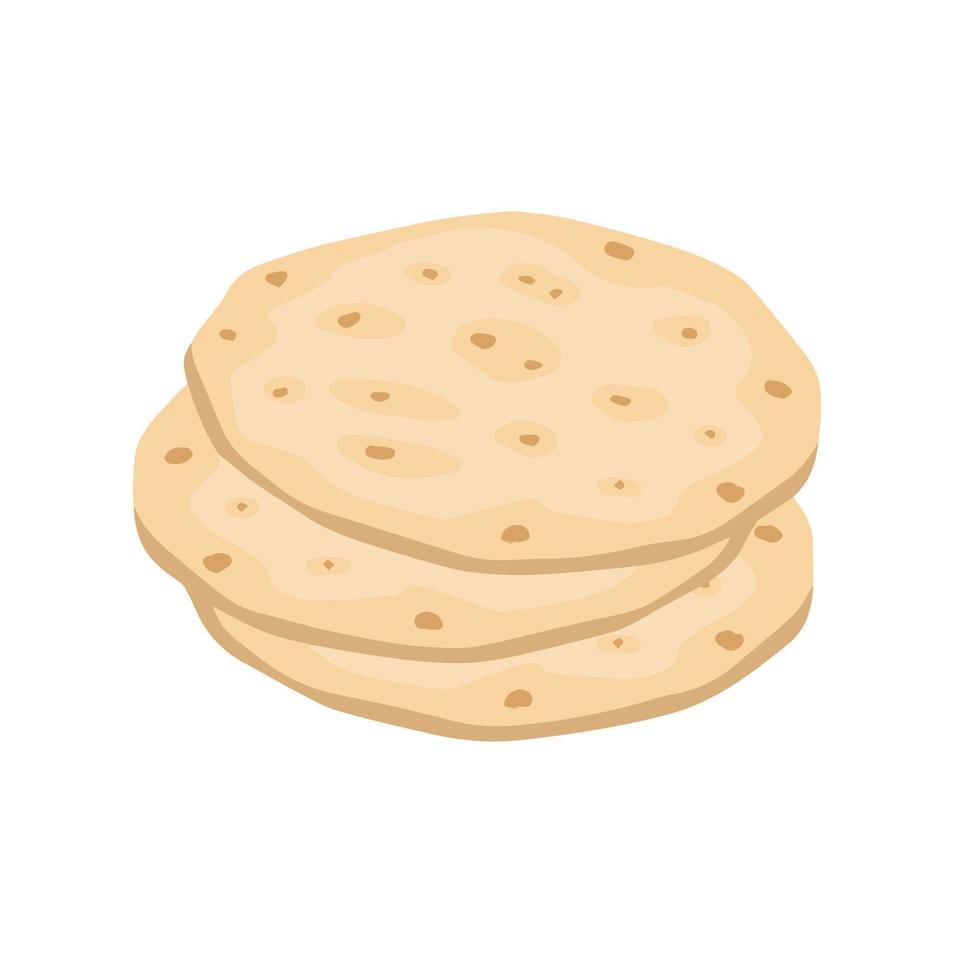 Pita bread. Ingredient for making kebabs and burritos. Unleavened wheat cake vector