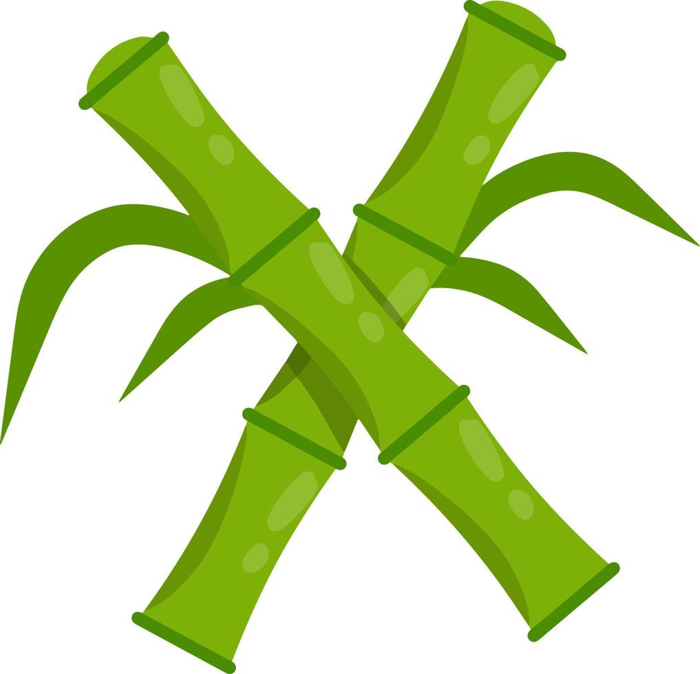 bambú con hojas. tallo verde de la planta. rama y palo asiático. ecología y frescura. ilustración plana de dibujos animados vector
