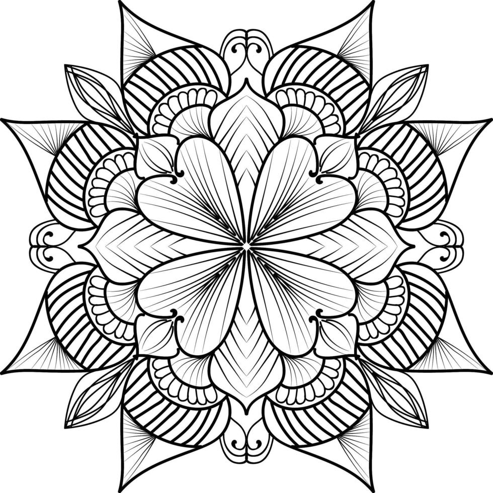 Abstract elegance seamless pattern with floral mandala line art coloring pages, background element. vector