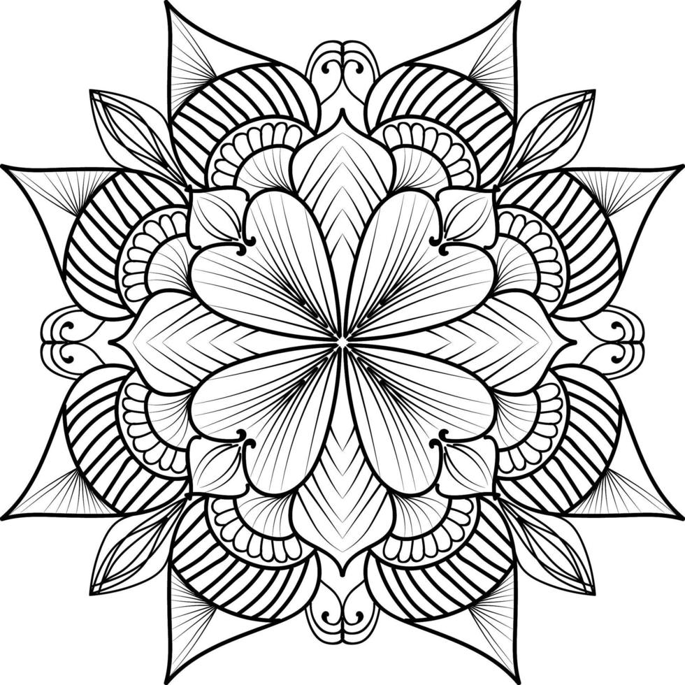 Abstract elegance seamless pattern with floral mandala line art coloring pages, background element. vector