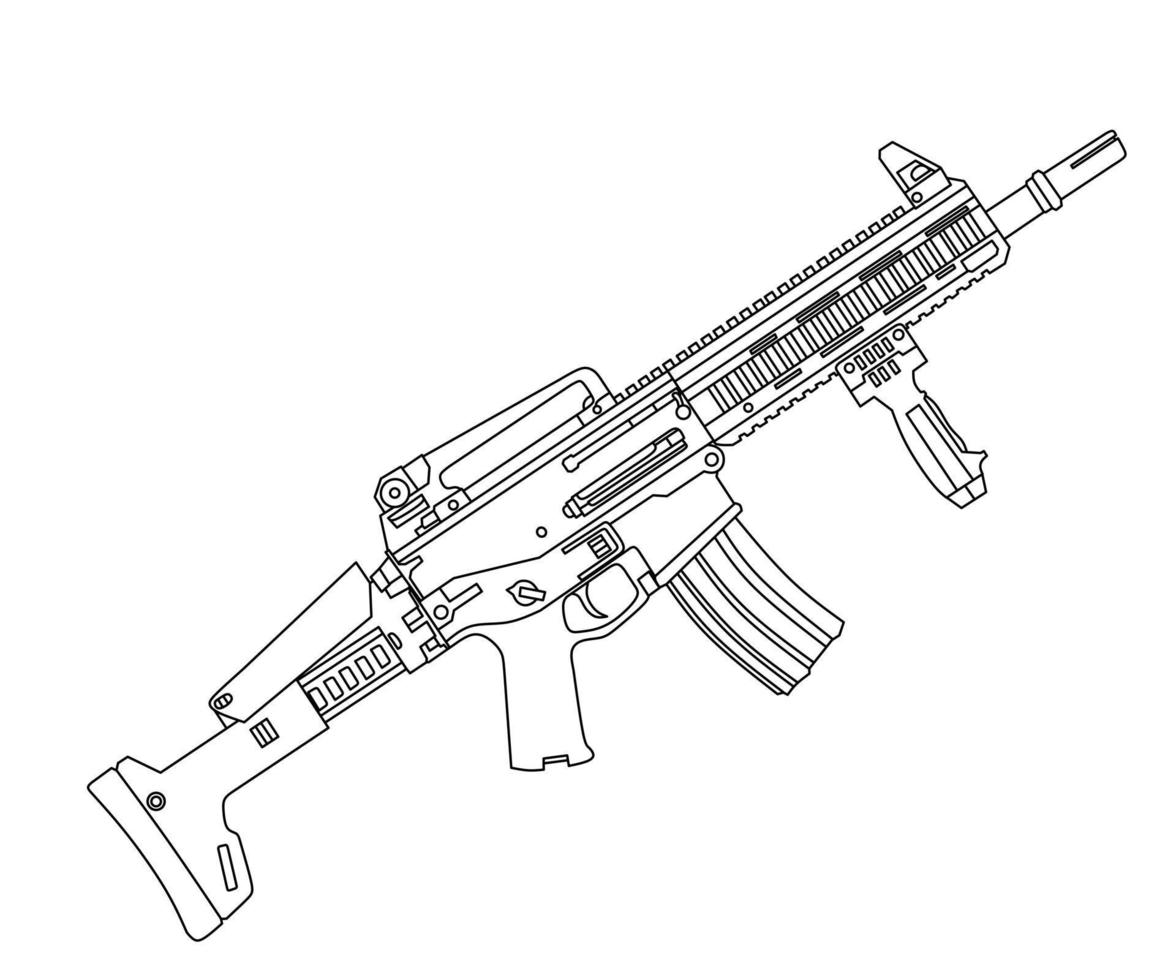 Long-barreled weapon line art vector