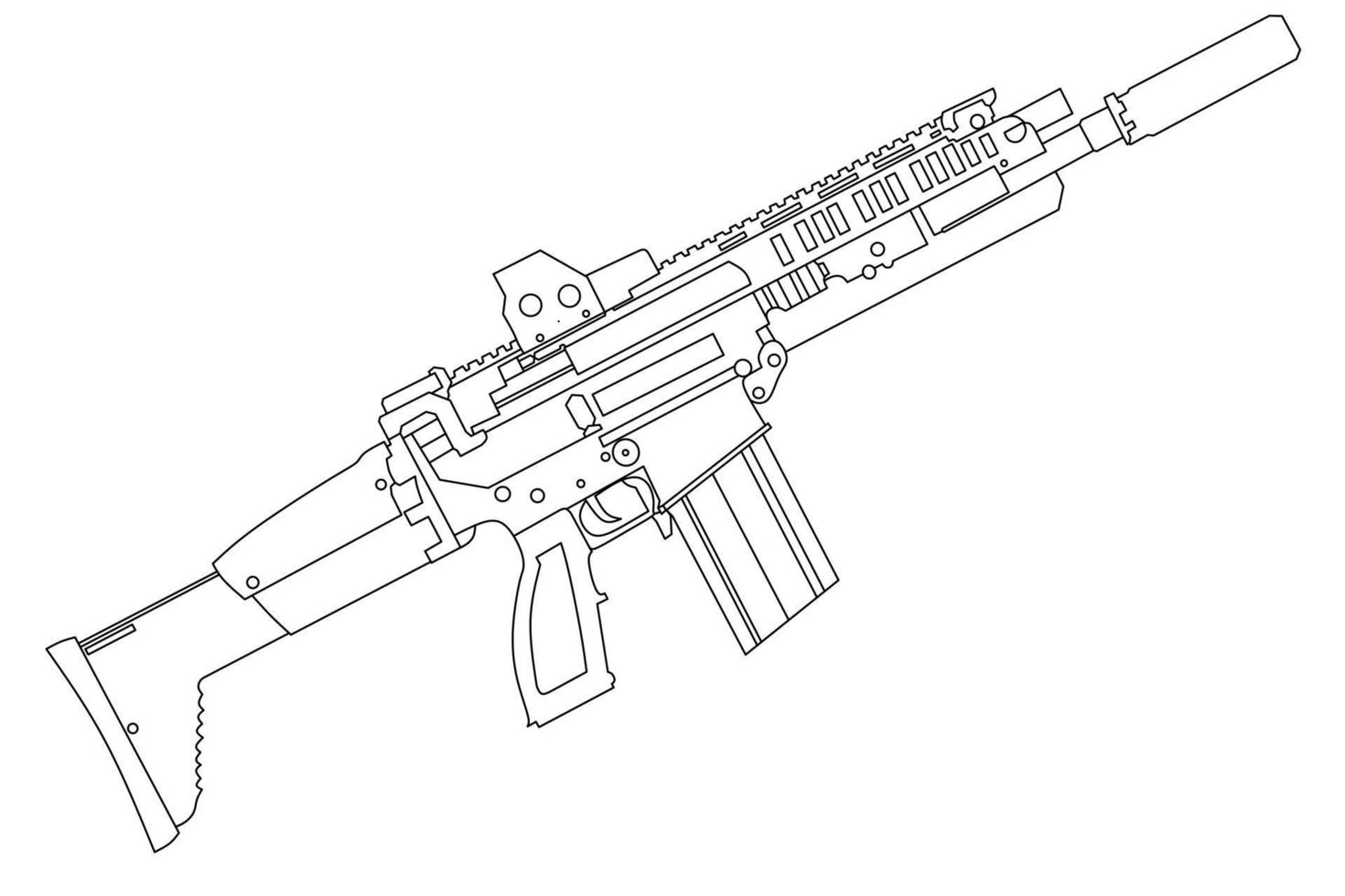 vector de arte de línea de arma de cañón largo