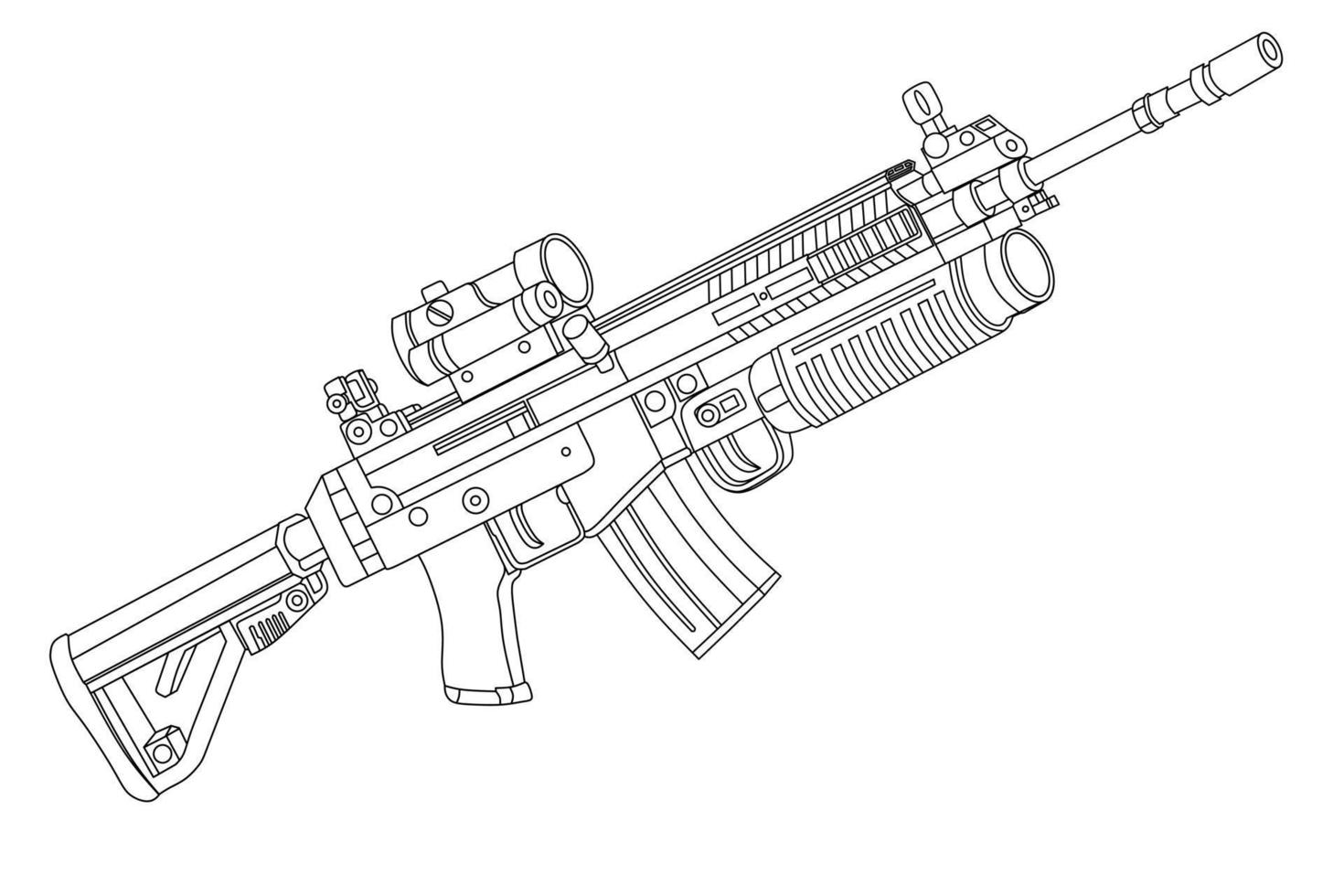 vector de arte de línea de arma de cañón largo